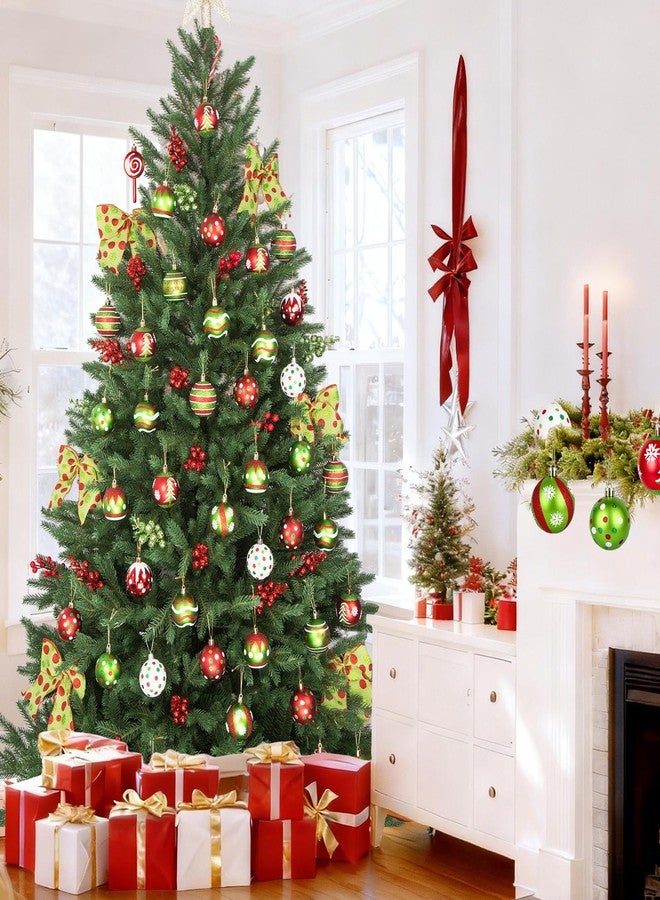 Ouddy Mode 30 Pcs Christmas Ball Ornaments, 2.4 Inch Glittering Red and Green Christmas Ornaments Set, Glittering Plastic Ornament Xmas Tree Balls Decorations Gifts for Home Indoor Party Holiday Decor - Image 2